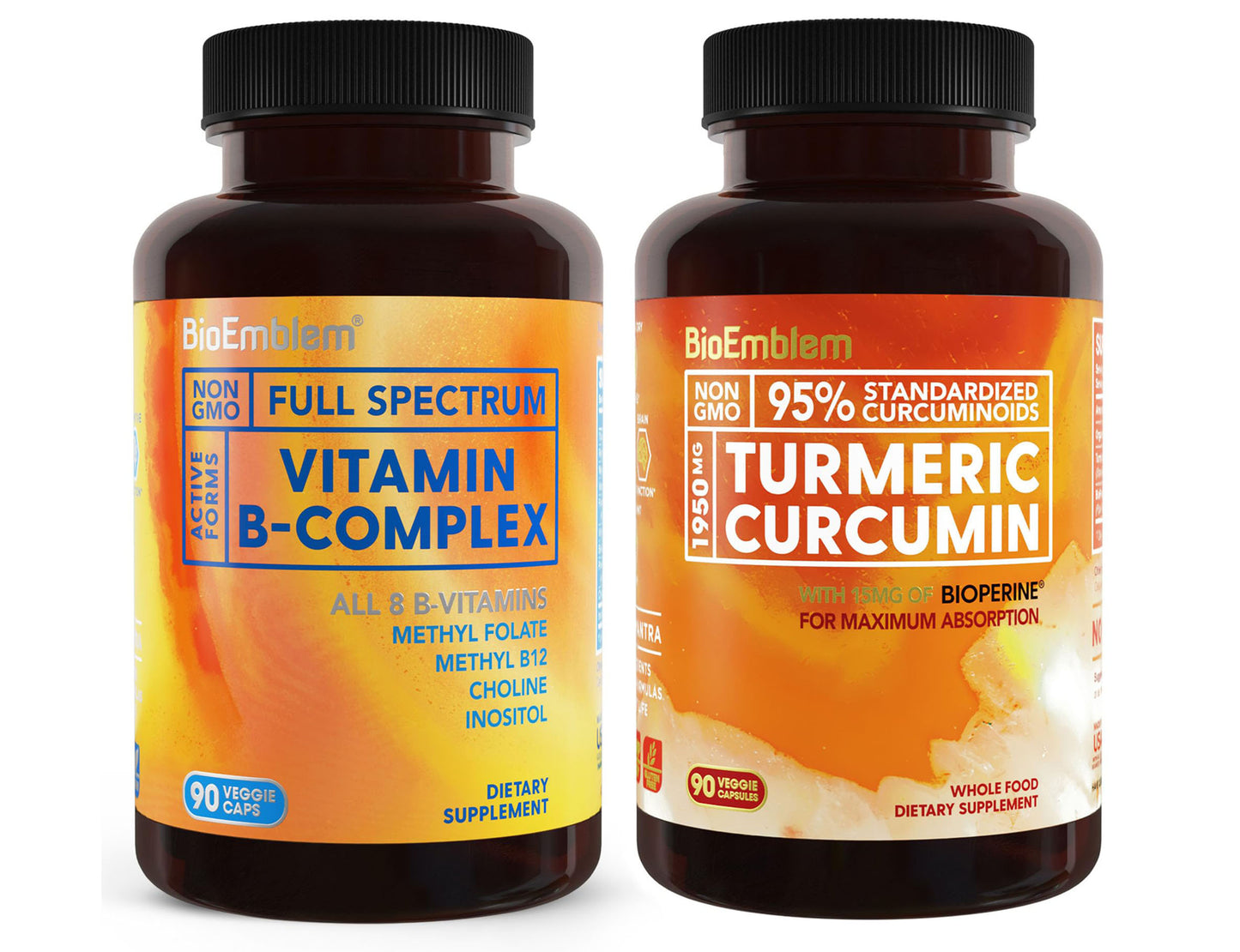 BioEmblem Turmeric Curcumin Supplement with BioPerine and Vitamin B-Complex
