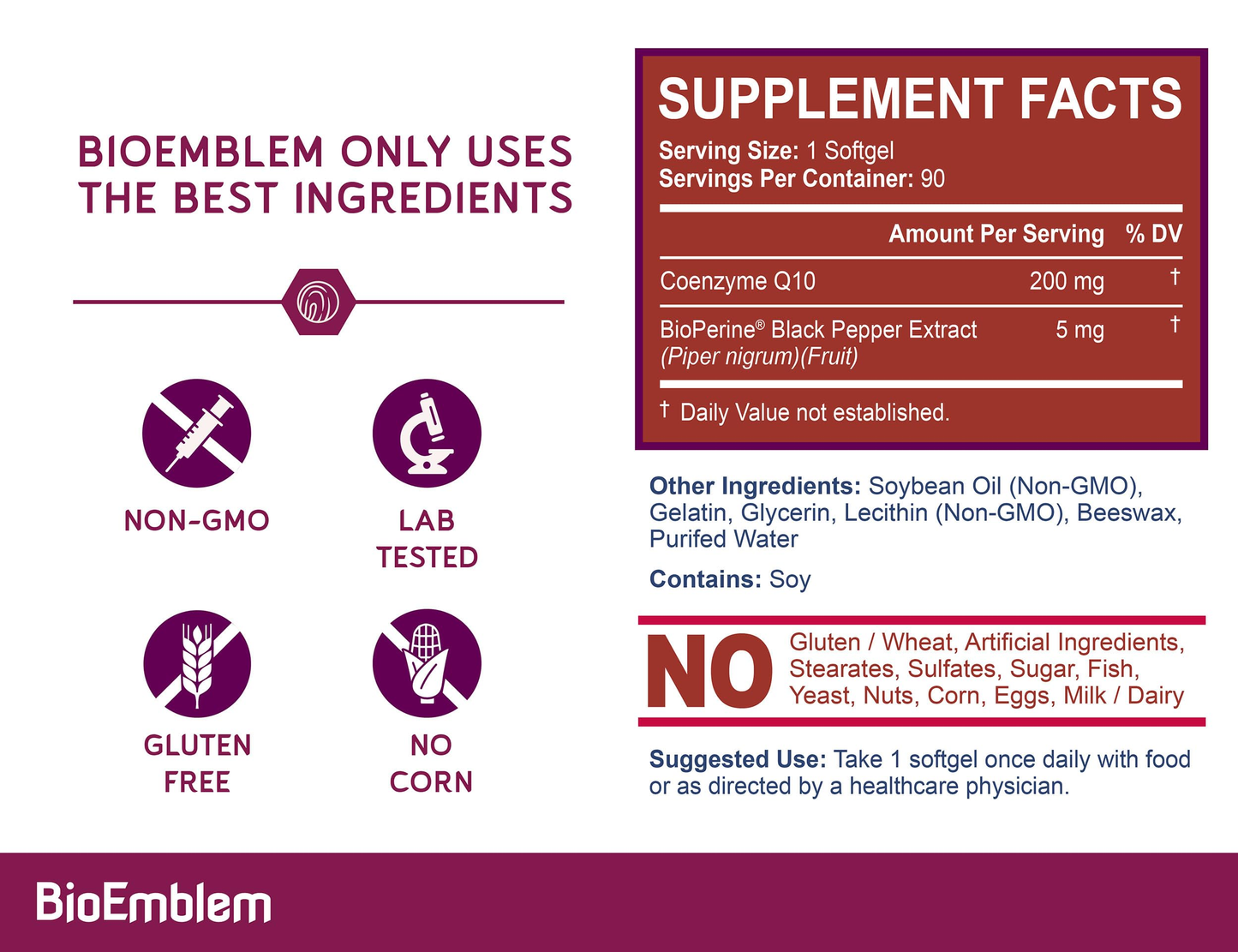 BioEmblem Triple Magnesium Complex and Turmeric Curcumin with Clinically Studied TurmiPure and CoQ10 with BioPerine