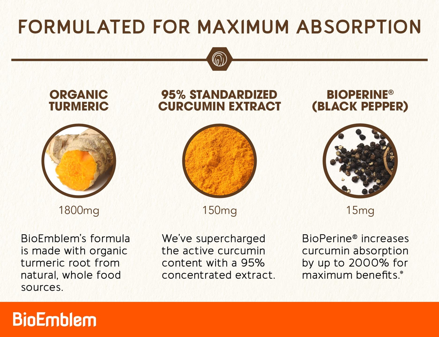 BioEmblem Triple Magnesium Complex and Turmeric Curcumin Supplement and CoQ10 with BioPerine