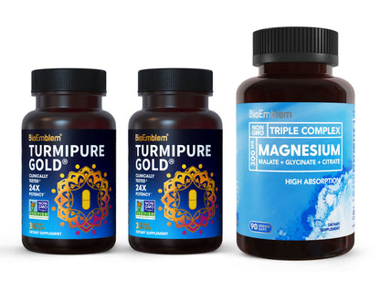 BioEmblem Turmeric Curcumin with Clinically Studied TurmiPure and BioEmblem Triple Magnesium Complex
