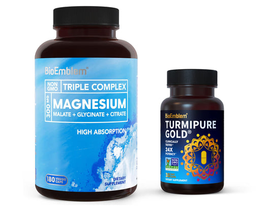 BioEmblem Triple Magnesium Complex & Turmeric Curcumin with Clinically Studied TurmiPure