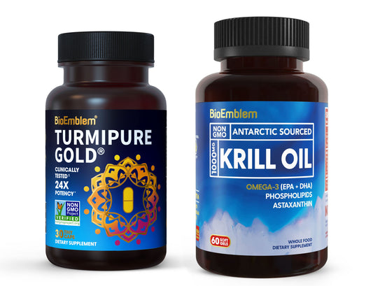 BioEmblem Antarctic Krill Oil Supplement and BioEmblem Turmeric Curcumin with Clinically Studied TurmiPure