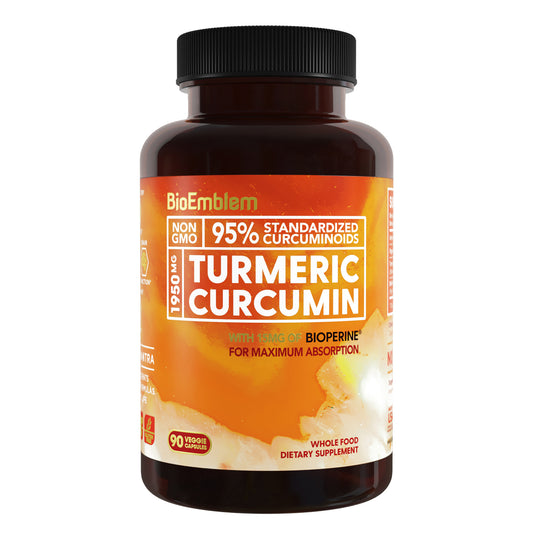 BioEmblem Turmeric Curcumin Supplement with BioPerine Joint Support & Heart Health 90ct