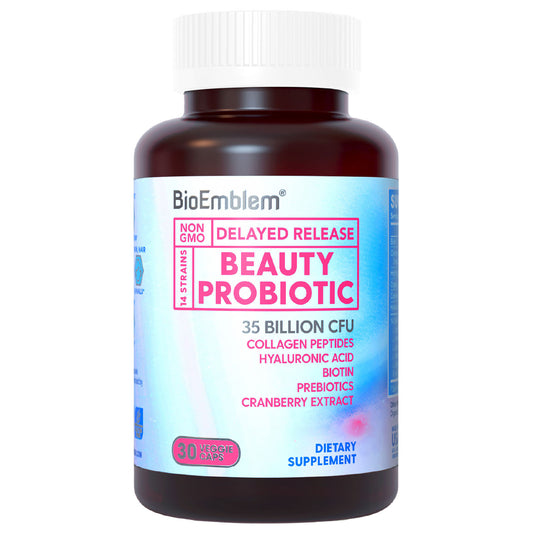 BioEmblem Beauty Probiotics, Prebiotics for Digestive Health, Hair Skin and Nails 60ct