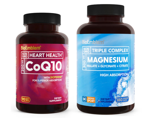 BioEmblem Triple Magnesium Complex 180 Capsules and CoQ10 with BioPerine 90 Count