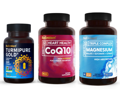 BioEmblem Triple Magnesium Complex and Turmeric Curcumin with Clinically Studied TurmiPure and CoQ10 with BioPerine