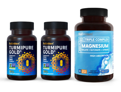 BioEmblem Turmeric Curcumin with Clinically Studied TurmiPure and BioEmblem Triple Magnesium Complex