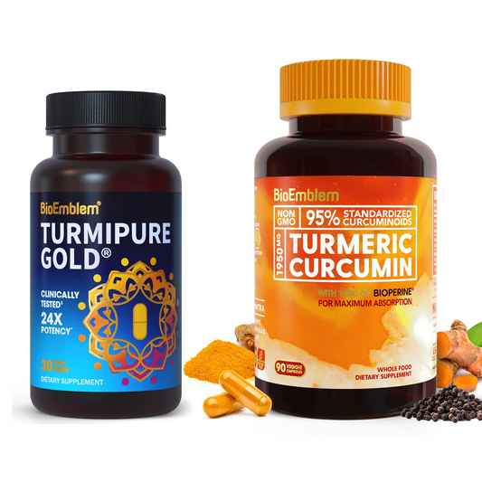 BioEmblem Turmeric Curcumin Supplement with BioPerine and BioEmblem Turmeric Curcumin with Clinically Studied TurmiPure